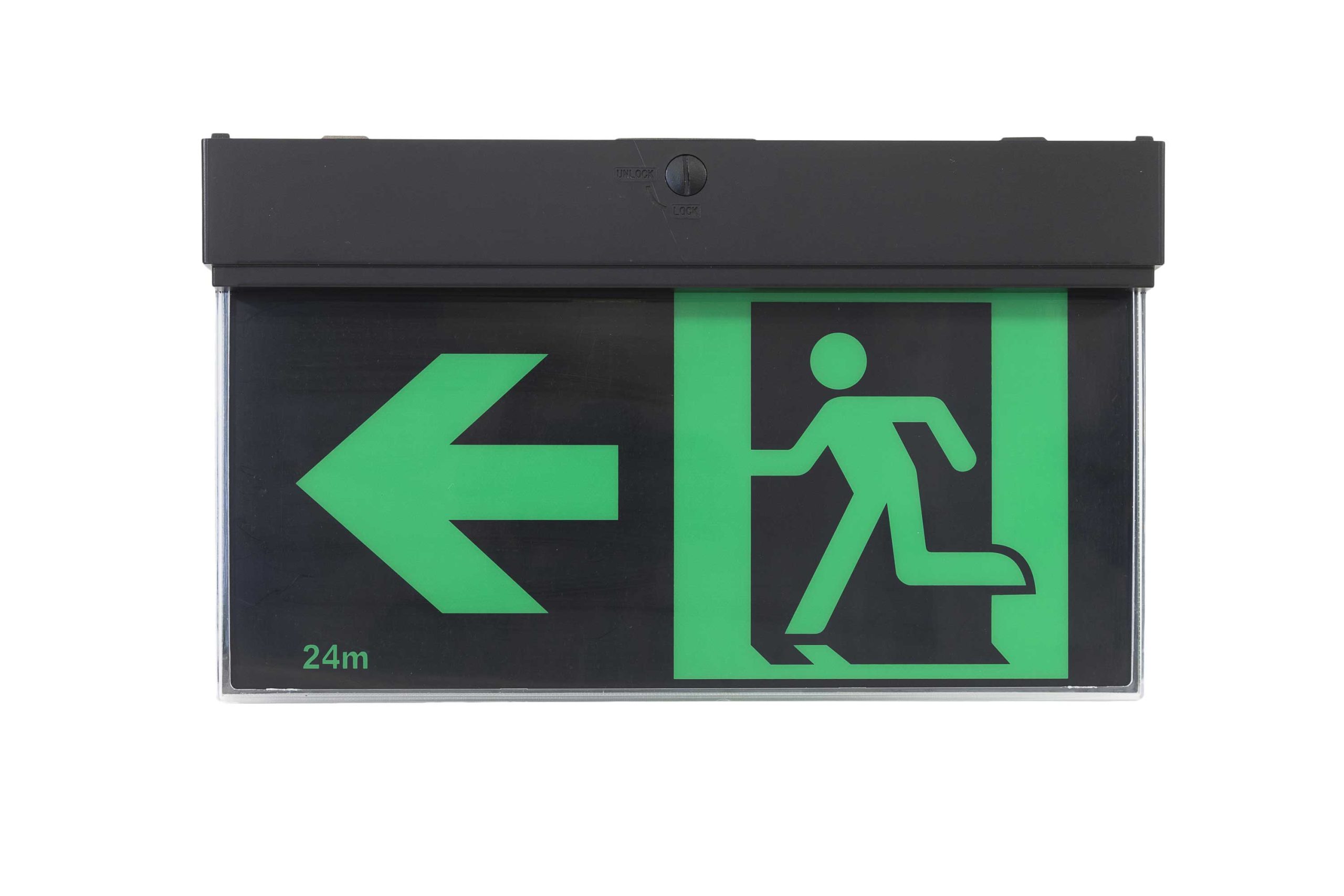 POWER-LITE LED Exit Blade Sign -1W - 24m Viewing - Black