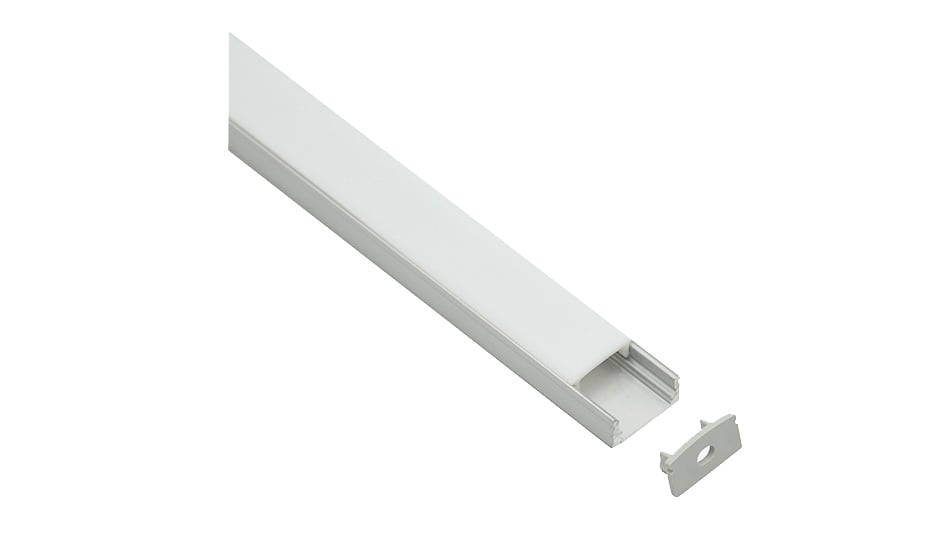 Strip Light Aluminium Extrusion with PC Opal Matte Diffuser - 2.5m - Image 6