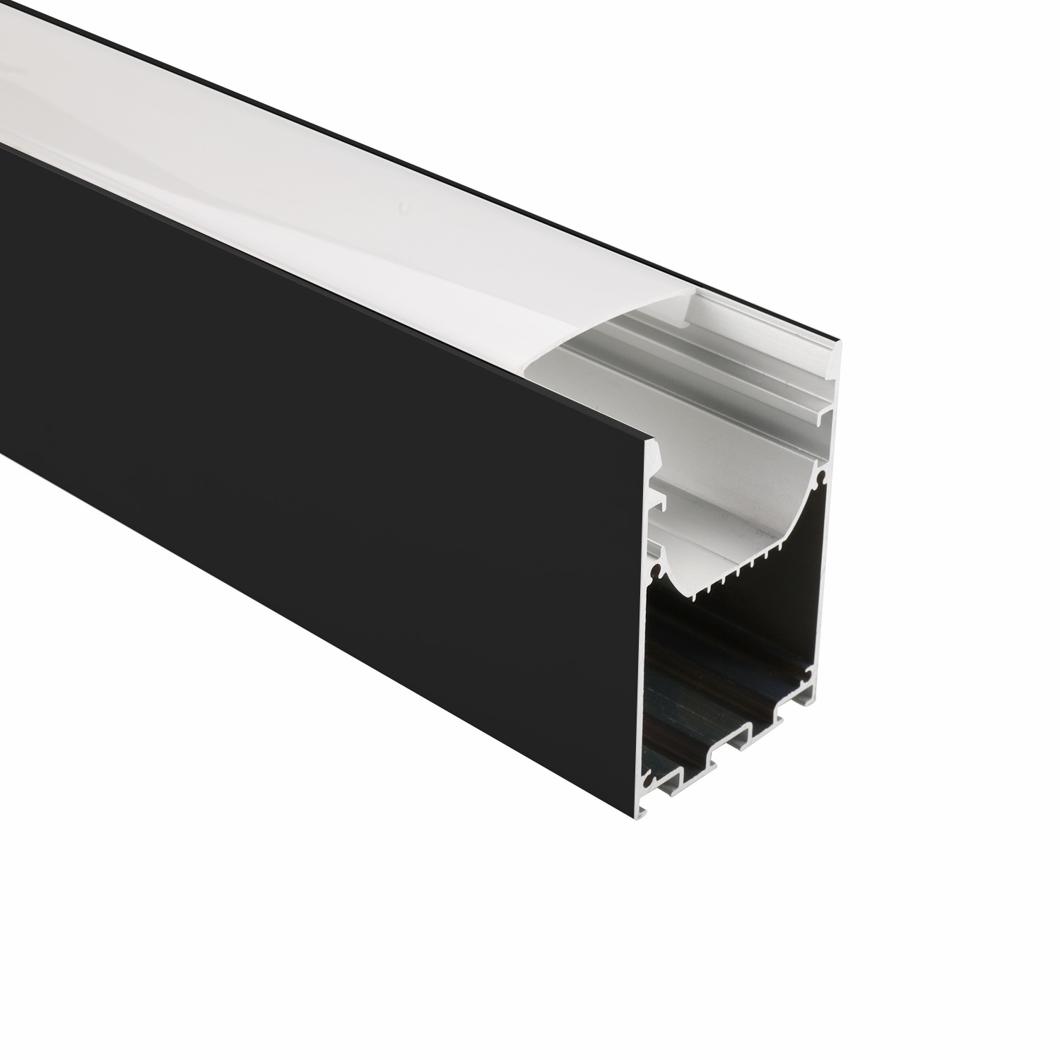 Strip Light Aluminium Extrusion with PC Opal Matte Diffuser - 4m - Black - Image 2