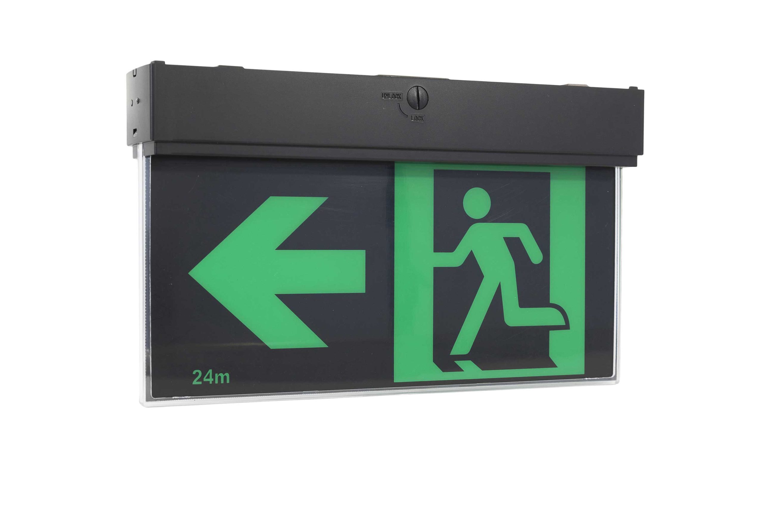 POWER-LITE LED Exit Blade Sign -1W - 24m Viewing - Black