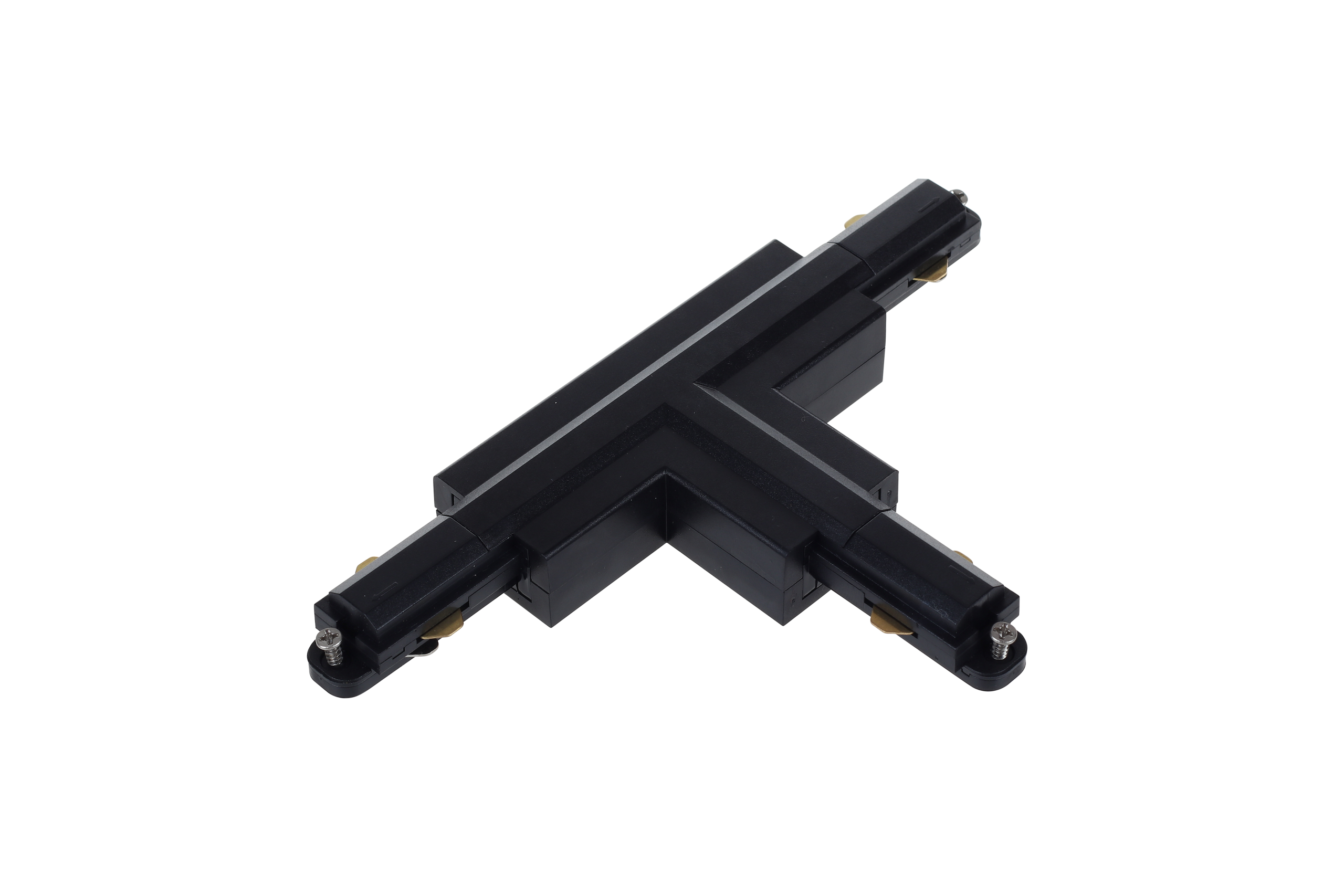 LED Track Lighting - Left 3 Way Tee Connector - 3 Wire Single Phase - Black