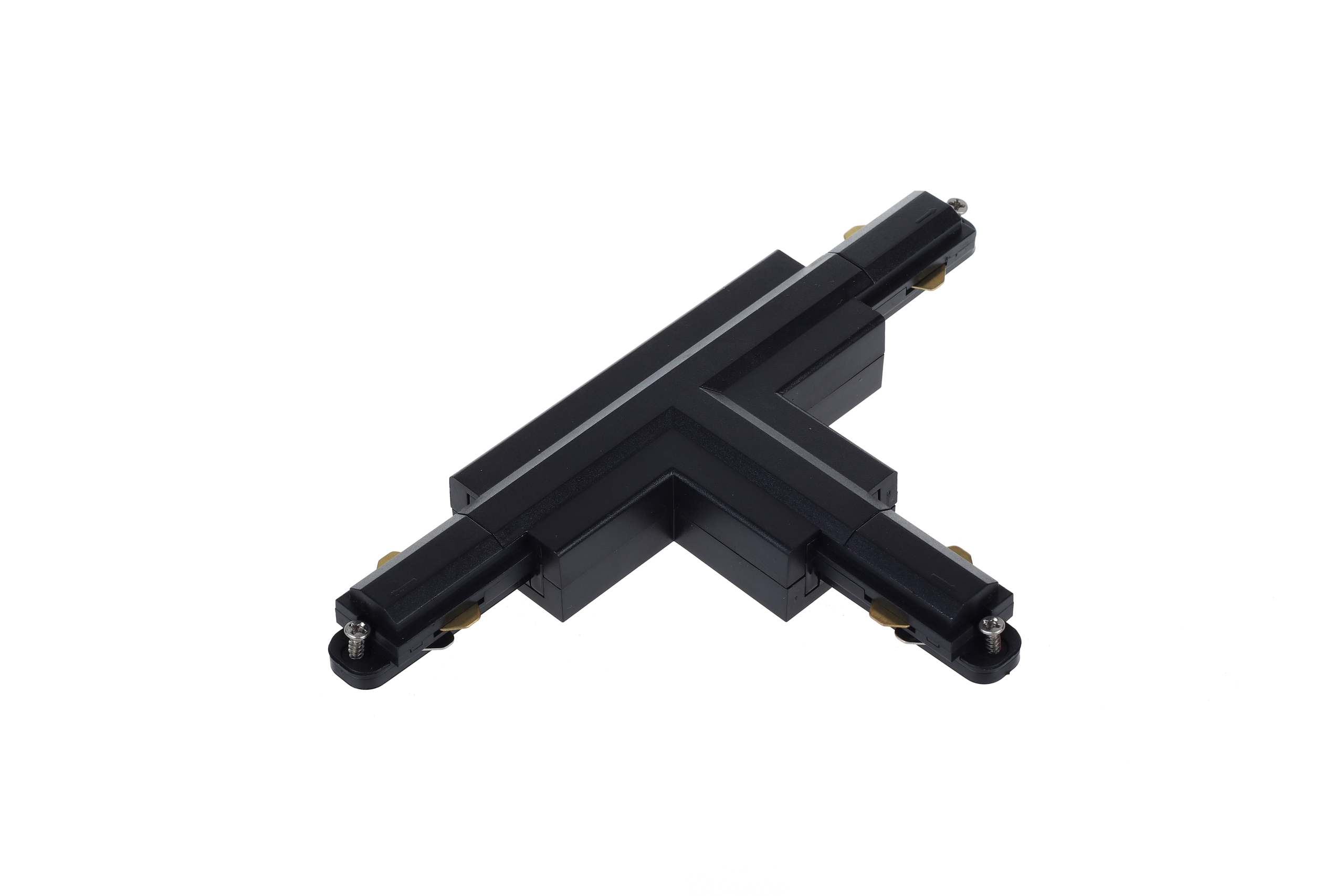 LED Track Lighting - Right 3 Way Tee Connector - 3 Wire Single Phase - Black
