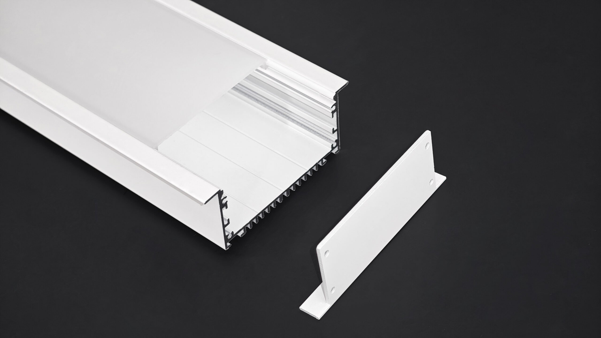 Recess Mounted - Strip Light Alumium Extrusion with PC Opal Matte Diffuser - 2.5m - White - Image 2